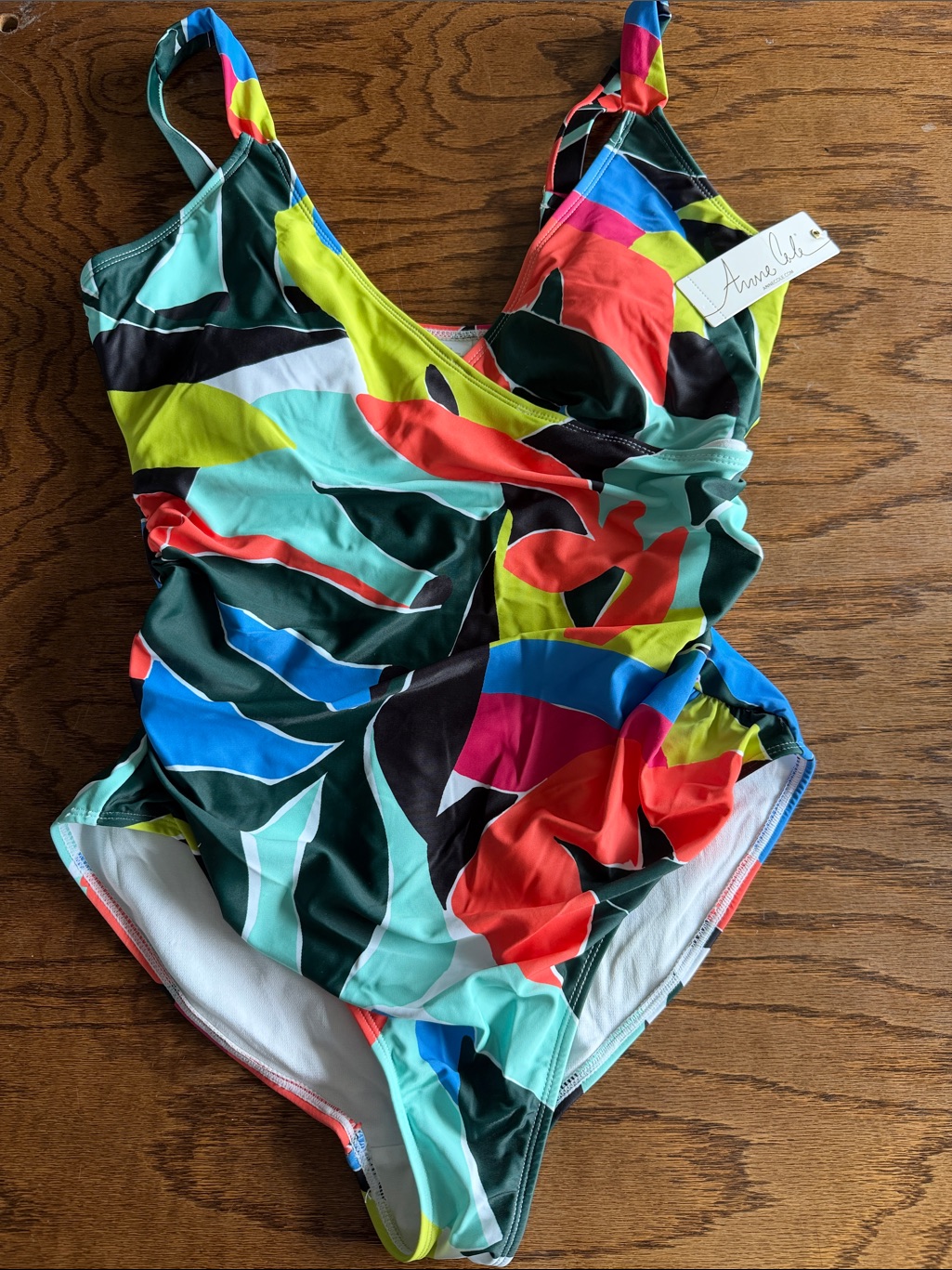 Anne Cole Women's One-Piece Swimsuit - Bright Tropical Print (Green, Blue, Red)
